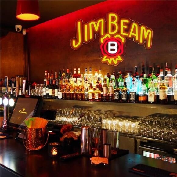 Jim Beam Whiskey LED Neon Light Wall Decor Signs Acrylic Bar Man Cave, Bedroom - Picture 3 of 7